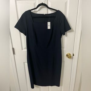 Ann Taylor Square Neck Sheath Dress in Navy